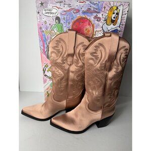 Free People Jeffrey Campbell Dagget Western Boots Mauve Pink Satin Size 6 NIB